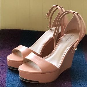 Pink wedge heels